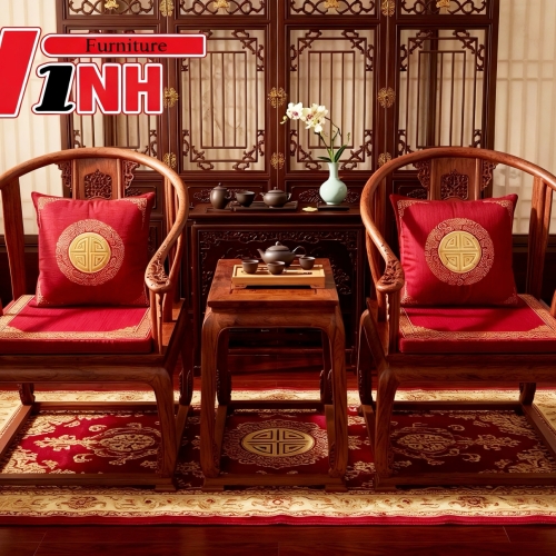 Bộ Bàn Trà Hoàng Cung 3 Món Gỗ Hương Đá