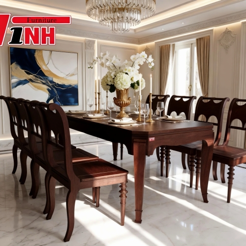 BỘ BÀN ĂN SIGNATURE 8 GHẾ GỖ CHIU LIU