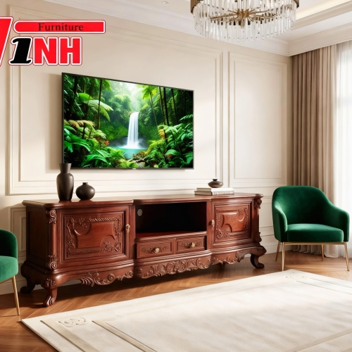 Tap Tivi Chân Quỳ 2.2m Gỗ Hương Đá