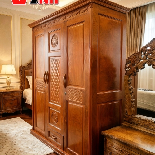 Tủ Áo 3 Cánh Gỗ Xoan Đào (Phủ)