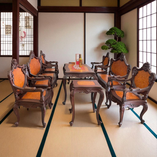 Bộ Louis 9 Món VIP Cẩm Lai - Nu Gõ Đỏ