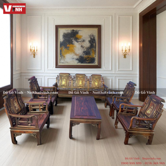 Bộ Ghế Âu Á Cuốn Thư Cẩn Ốc Việt Nam 100%